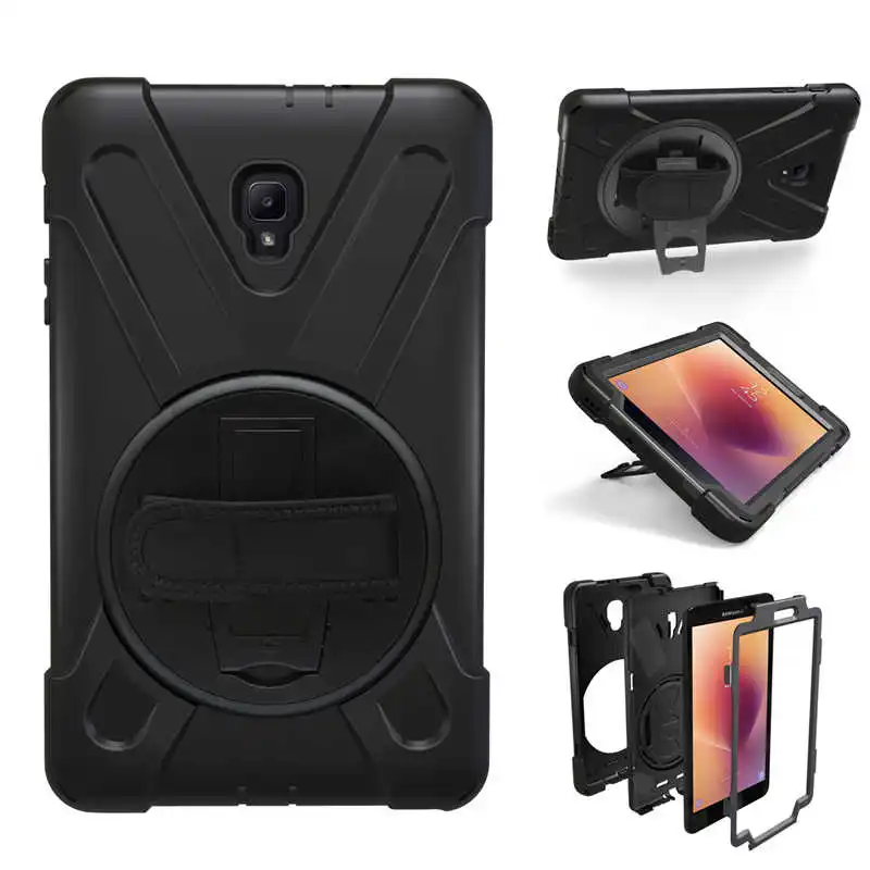 Black Защитный чехол для samsung Galaxy Tab A 8,0 SM-T380 T385 с ремешком на руку вращающийся на 360 чехол-подставка для samsung T380 T385 чехол - Цвет: Black