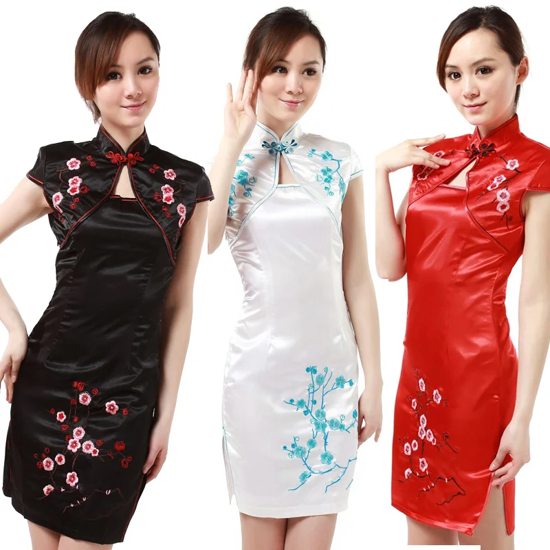 Сексуальное дизайнерское женское платье Ципао с короткими рукавами высокое