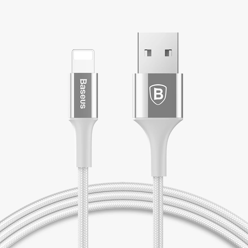 Серебристый Usb-кабель для зарядки Baseus для iPhone X, 8, 7, 6, кабель для быстрой зарядки для iPad, iPhone, usb-кабель для зарядки, кабель для передачи данных - Цвет: Серебристый