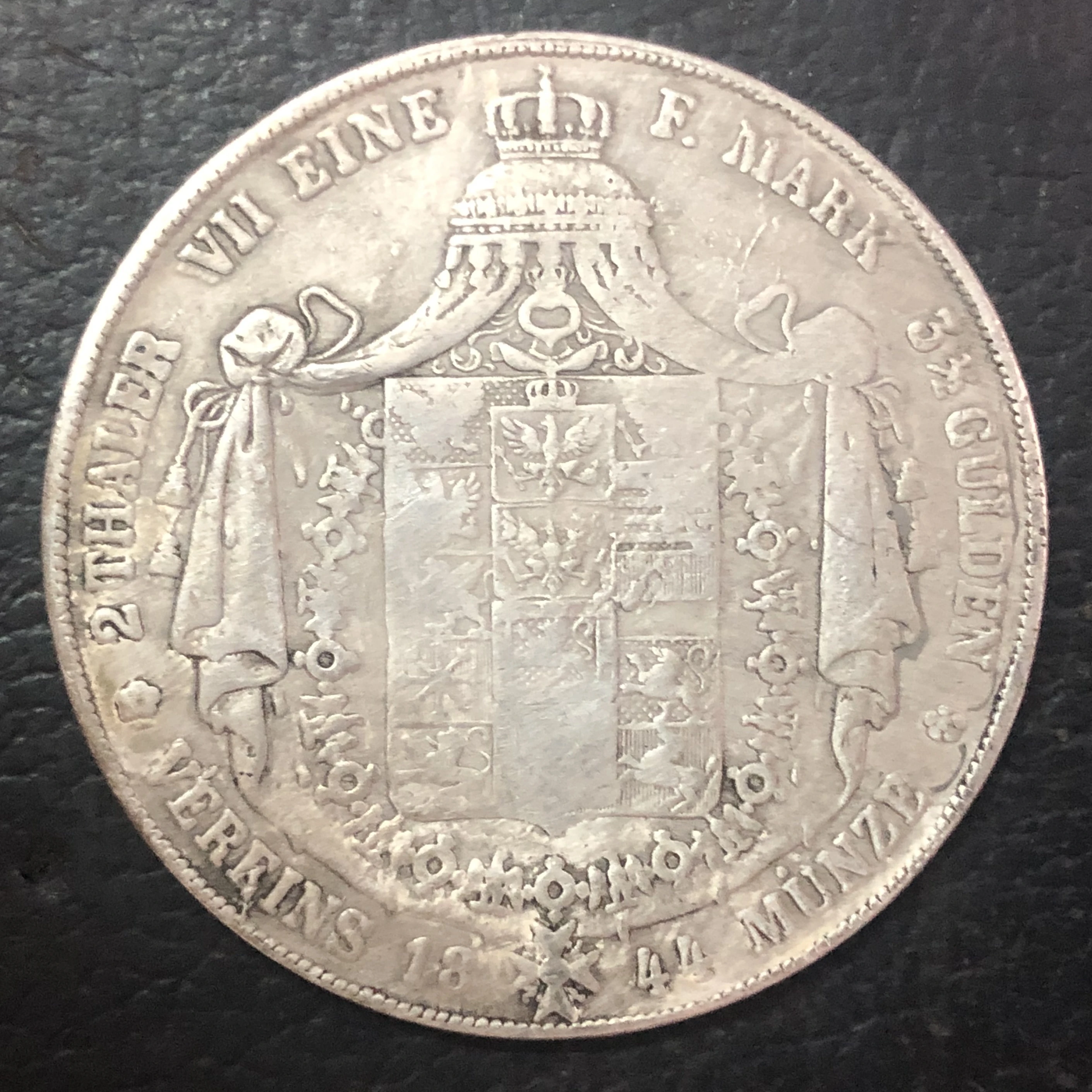 1844 г. Германия states 2 Thaler 3/ 1/2 Gulden-Фридрих Вильгельм. IV Посеребренная копировальная
