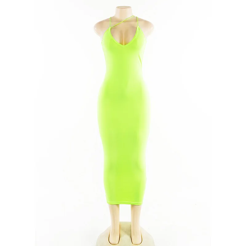 Missufe Summer Long Dress Sexy Bodycon Spaghetti Strap Backless Beach Casual Sleeveless V-Neck Women | Женская одежда