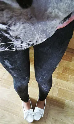 

women denim tight slim pencil pants hole jean legging render pants leggings