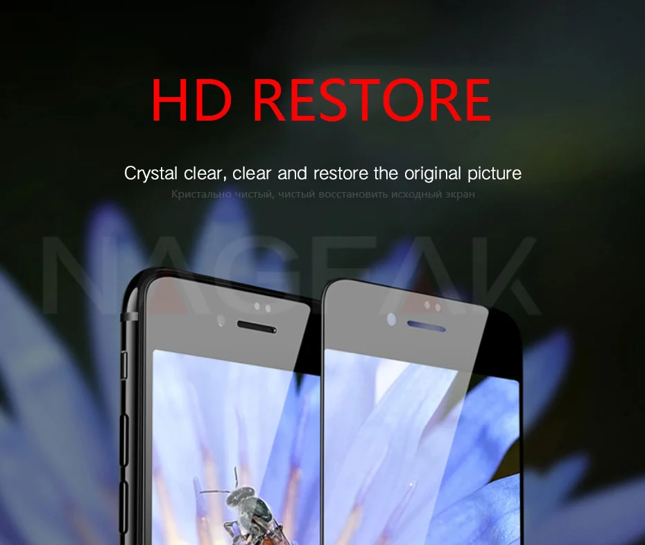 NAGFAK Защитное стекло для iPhone 6 6S Plus, закаленное защитное стекло 5D с закругленными краями для iPhone 8 7 Plus 8, пленка