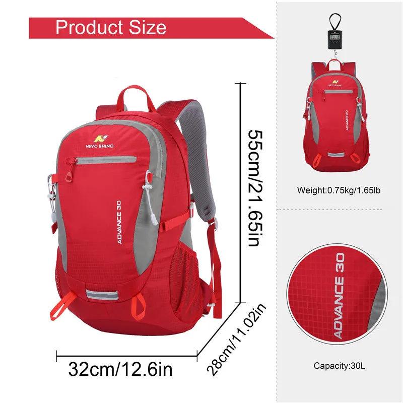 30L NEVO RHINO, водонепроницаемый мужской рюкзак, унисекс, дорожная сумка, походный, для альпинизма, альпинизма, кемпинга, рюкзак для мужчин