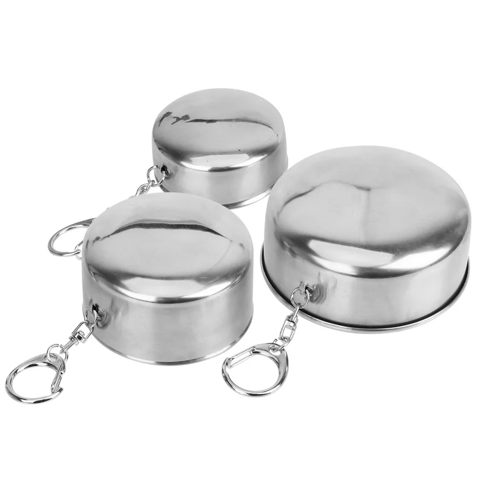 NICEYARD Stainless Steel Folding Cup Portable For Outdoor Travel Retractable Telescopic Collapsible Cups With Keychain