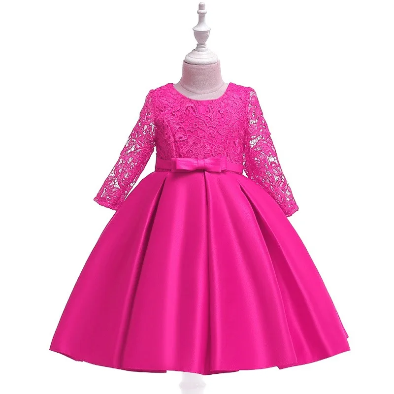 

New Princess long sleeve Lace Dress Kids Flower Embroidery Dress For Girls Children Dresses For Wedding Party christmas clothes