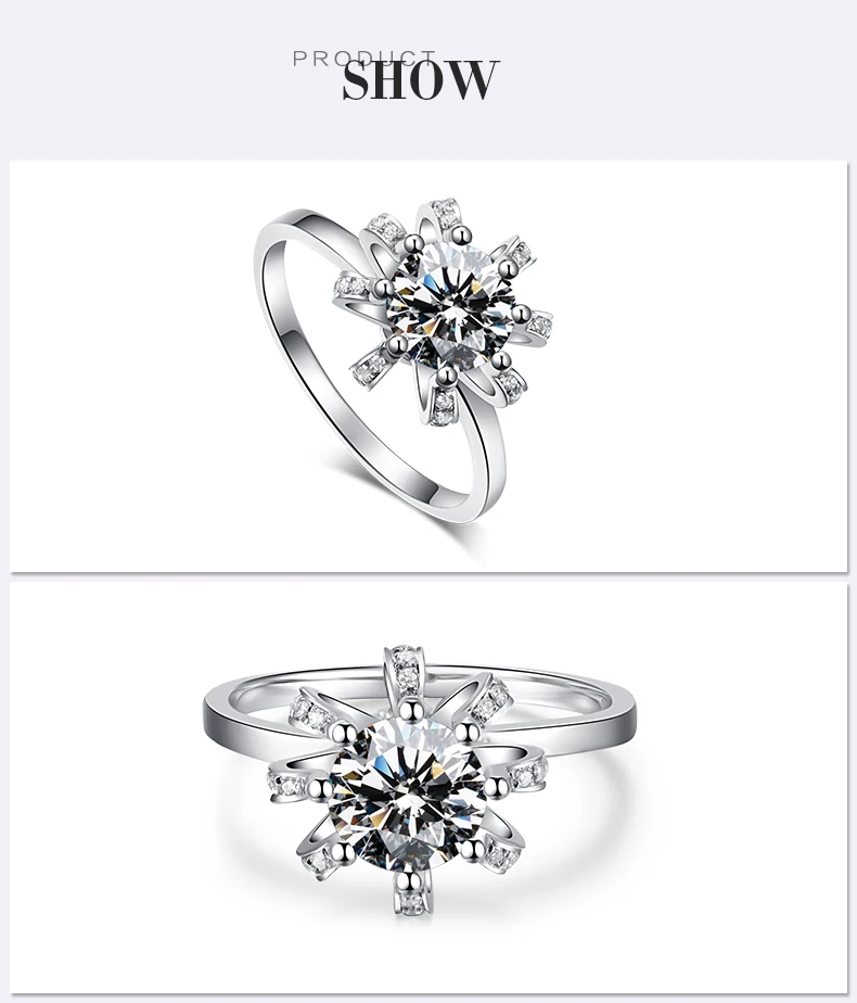 Ювелирные кольца для помолвки для женщин дизайн 1.00ct карат 18 К кольцо из белого золота Подсолнух украшения для помолвки DE FG