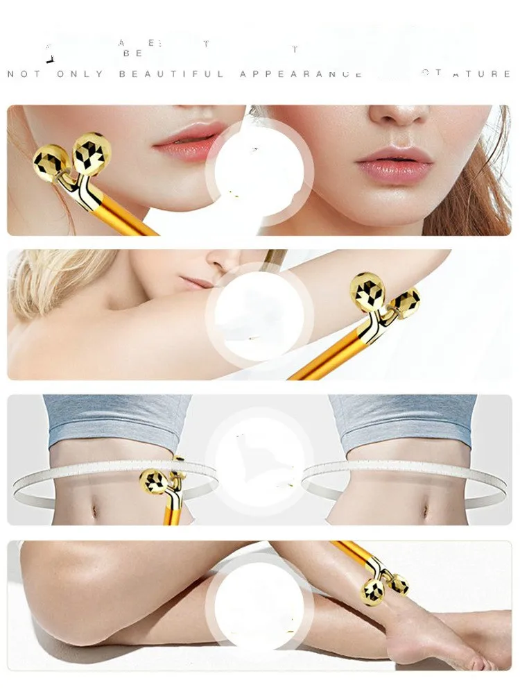 3 d роликовая Золотая Массажная палочка тонкий мини-массажер для лица вибрирующий