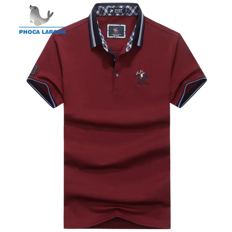 2018 модные летние мужские поло с коротким рукавом рубашки вышивкой из хлопка