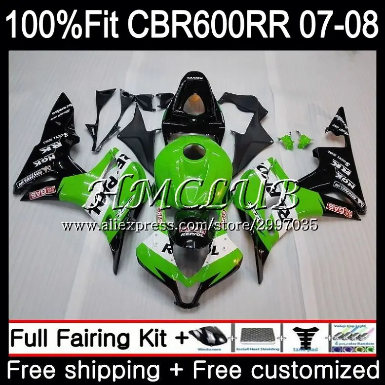

Injection For HONDA CBR 600 RR 600F5 CBR600RR 2007 2008 81HC.0 CBR600F5 F5 07 08 CBR 600RR CBR600 RR 07 08 Fairing Repsol Green