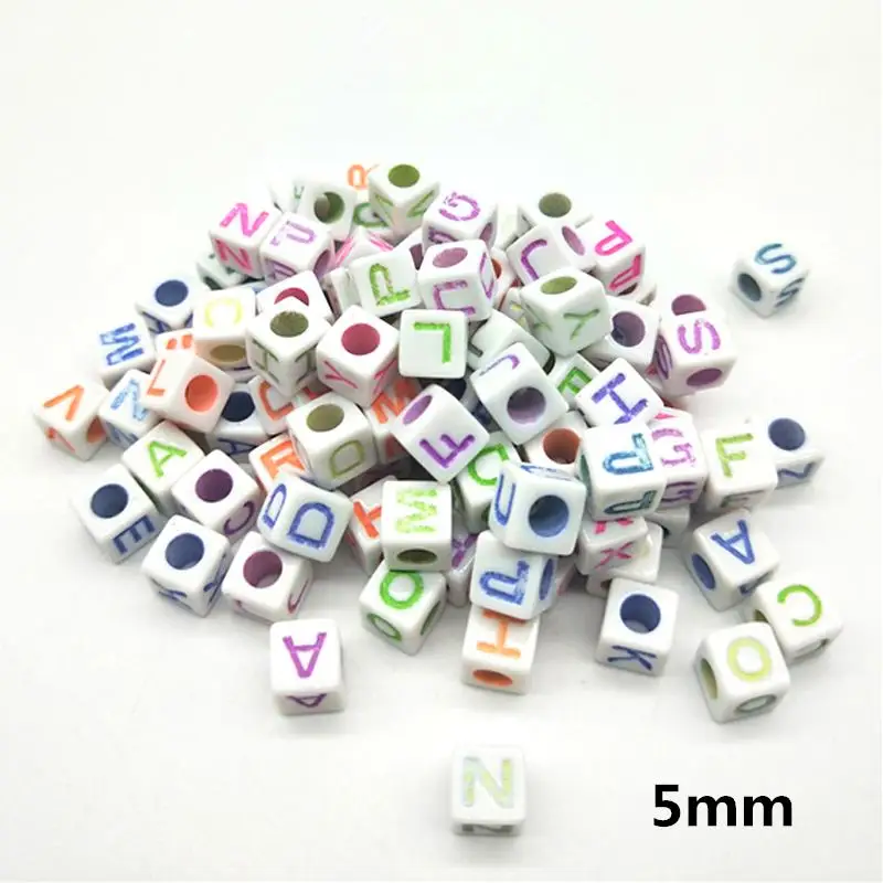 5mm 100pcs 5/7 мм ручной работы, круглая, квадратная, цветной Английский алфавит буквы, данные в хаотичном/алфавитном порядке акриловые бусины для самостоятельного изготовления браслетов Цепочки и ожерелья случайный письмо подарок - Цвет: 5mm 100pcs