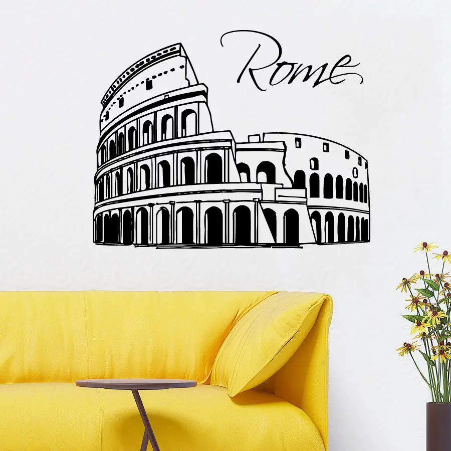 Настенная Наклейка Римский город съемный силуэт итальянская настенная наклейка