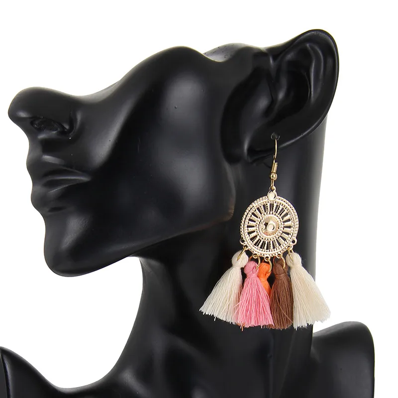 Женские длинные серьги с кисточками H3 Винтажные ручной работы в богемном стиле