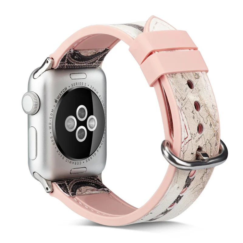 Спортивные силиконовые вставки кожи ремешок для наручных часов Apple Watch, версии чехол 38-42/40/44 мм для наручных часов iWatch, 5, 4, 3, 2, 1 картина с изображением Эйфелевой башни браслет