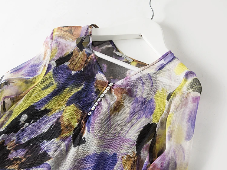 Женское платье из натурального шелка с принтом свободное цельное 2017 тутового