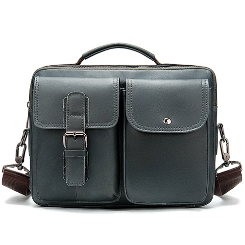 mens genuine leather computer bag men leather bag men vintage business briefcase for mens briefcase laptop bags aktentasche 8592 - Цвет: 8592I2Gray
