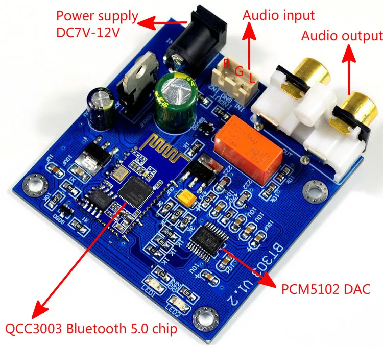 GHXAMP QCC3003 Bluetooth 5 0 Модуль с PCM5102 цап поддержка A2DP AVRCP HFP AAC IGS для усилителя Diy DC12V 1