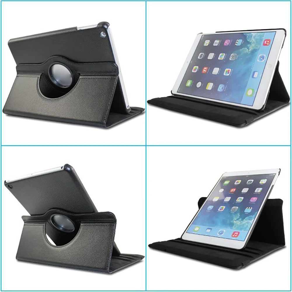 SZEGYCHX, Чехол для планшета iPad 9.7 дюймов новая модель / Air 1 / Air 2, флип чехол с углом вращения 360, искусственная кожа, смарт-чехол на стойке