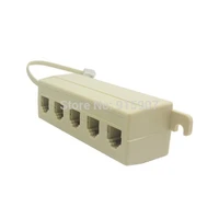 cy cable cy beige color 5 way outlet 6p4c rj11 rj12 telephone phone modular jack line splitter adapter 1 in 5 out