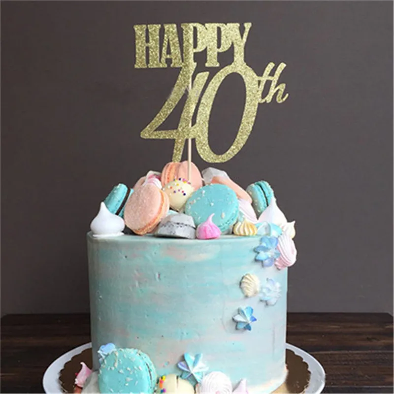 Chicinlife 1 шт. золотистый Топпер для торта с 30 го/40 го/50 го 60 годов взрослых на день