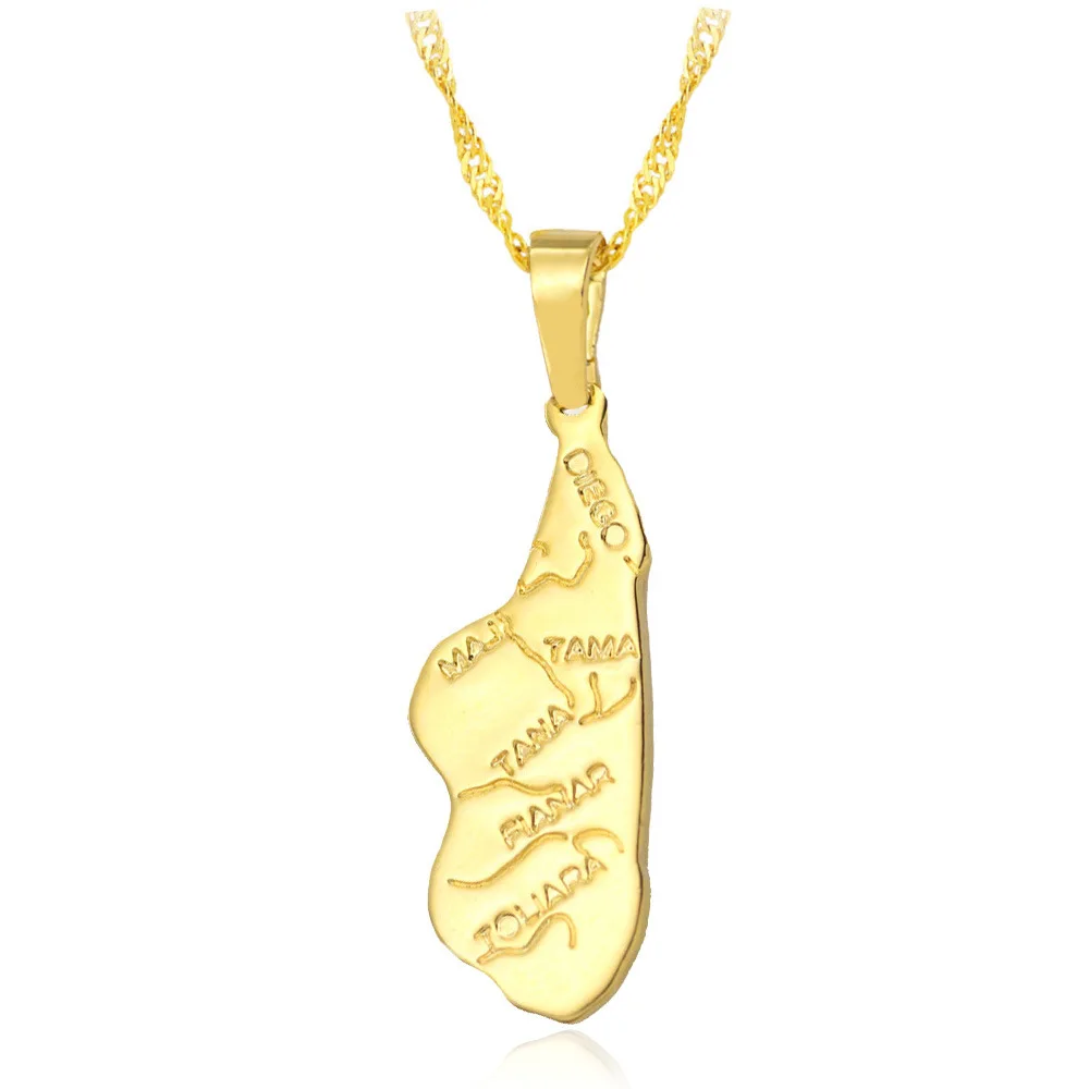 

Ювелирные изделия Fooderwerk, ожерелье с подвеской в виде карты африканского Мадагаскара, женское, Золотая водяная волна цепь колье для ключиц