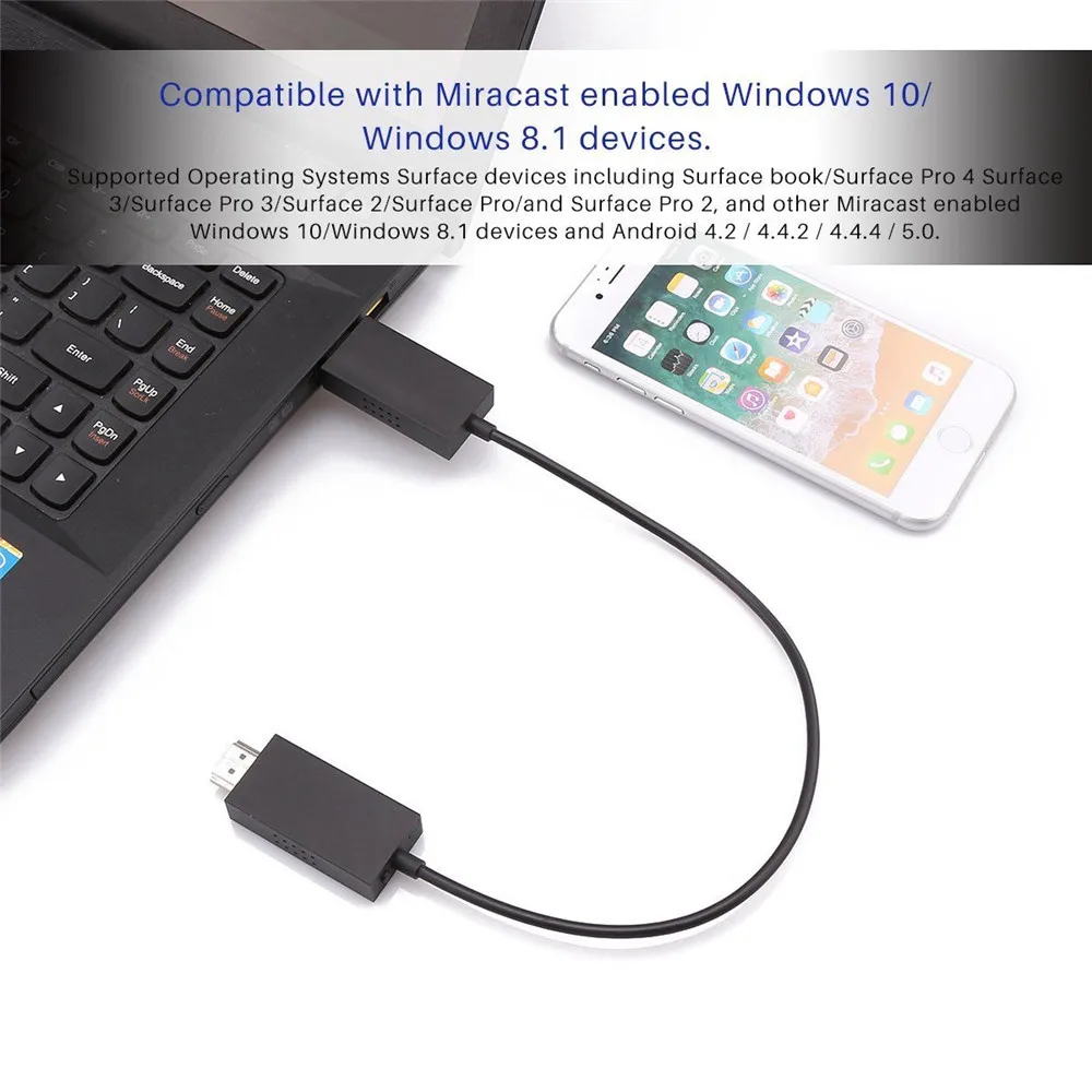Quevinal новый для Microsoft беспроводной дисплей адаптер V2 приемник HDMI и USB порт черный |
