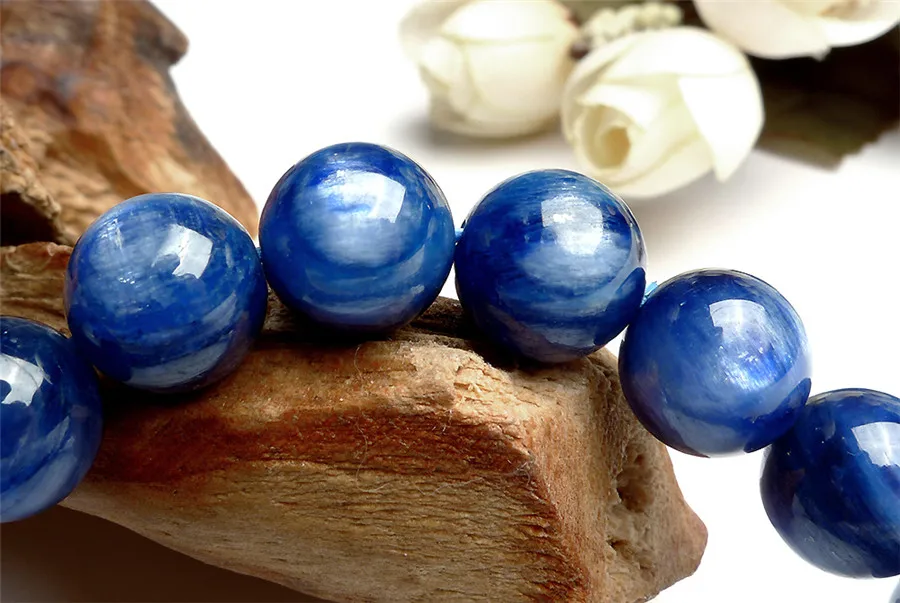 11mm Genuine Blue Natural Kyanite Gemstone Crystal Round Bead Stretch Bracelets For Women | Украшения и аксессуары