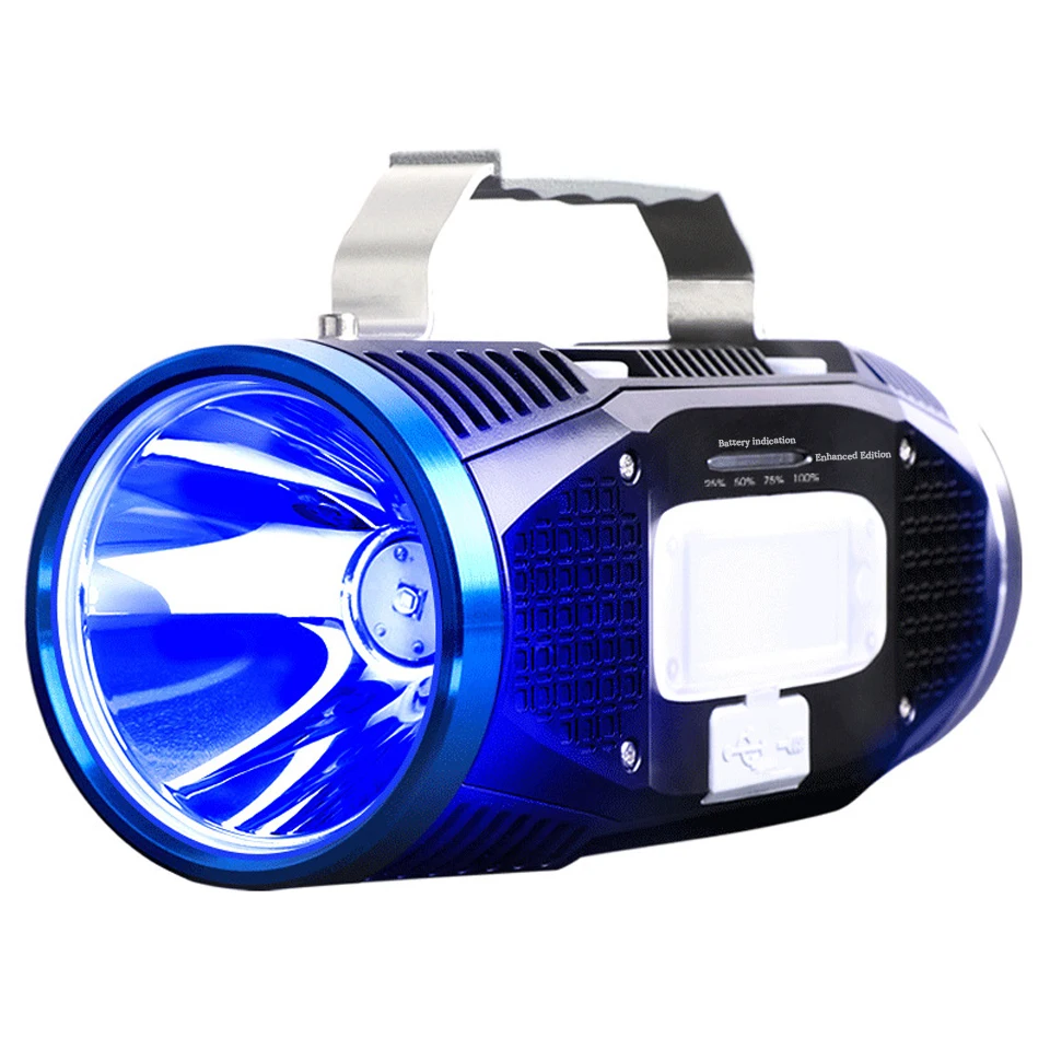 구매 다기능 LED 탐조등 손전등, 낚시 라이트, 듀얼 광원, 내장 충전식 리튬 배터리, 4 조명