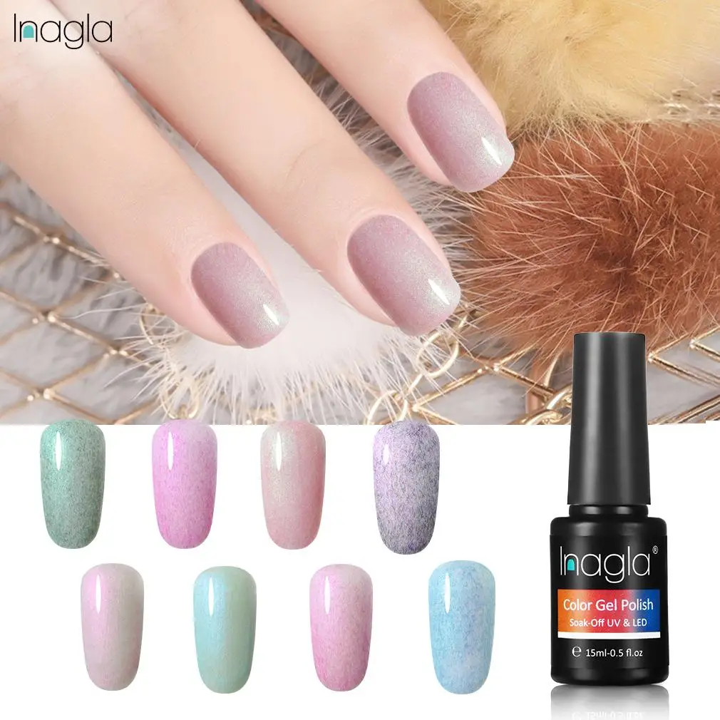 Inagla 15 мл Shell шуба гель лак для ногтей Soak Off 12 Цветов База Top Coat Лаки Декоративный Лак