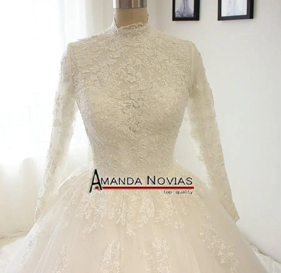 Свадебное платье с высоким воротом кружевное бальное на заказ|wedding ball gowns|ball gownlace