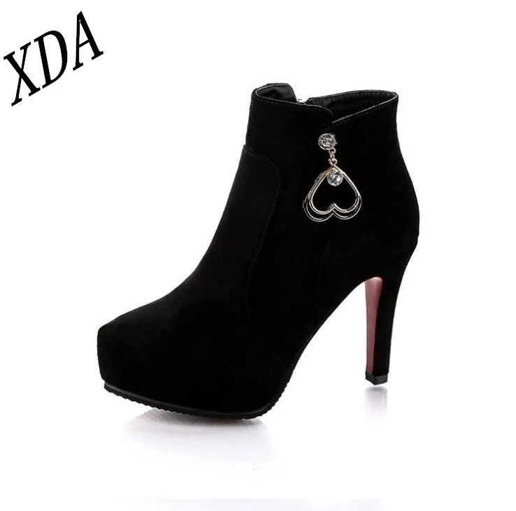 XDA новые пикантные сапоги Для женщин удобные зимние на шнуровке ботильоны