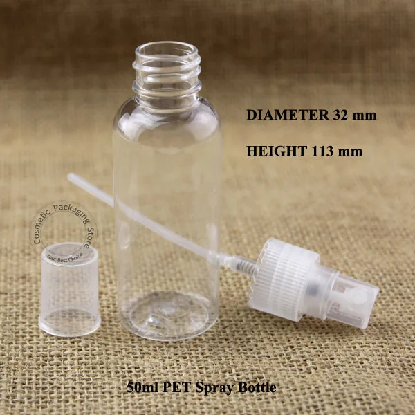 Оптом 100 шт./лот 50 мл ПЭТ парфюмерный распылитель бутылка для жидкости