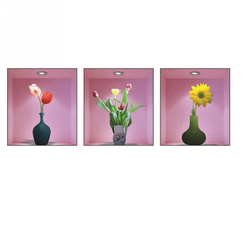 3 шт./компл. 3D моделирование бутылки Цветы наклейки стены гостиной фоне украшения