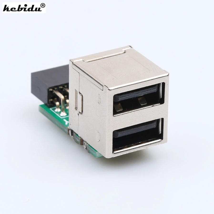 Kebidu Внутренний ПК USB 2 Порты и разъёмы 0 9Pin Female до Женский адаптер конвертер