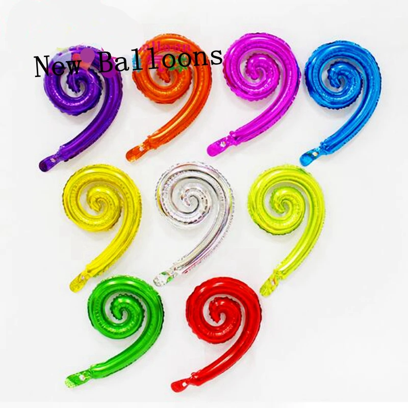 

50 pcs Colorful Spiral Wave Curve Foil Balloons Family Birthday Party Wedding Decoration Wall Stickers Exquisite Inflatable Toys