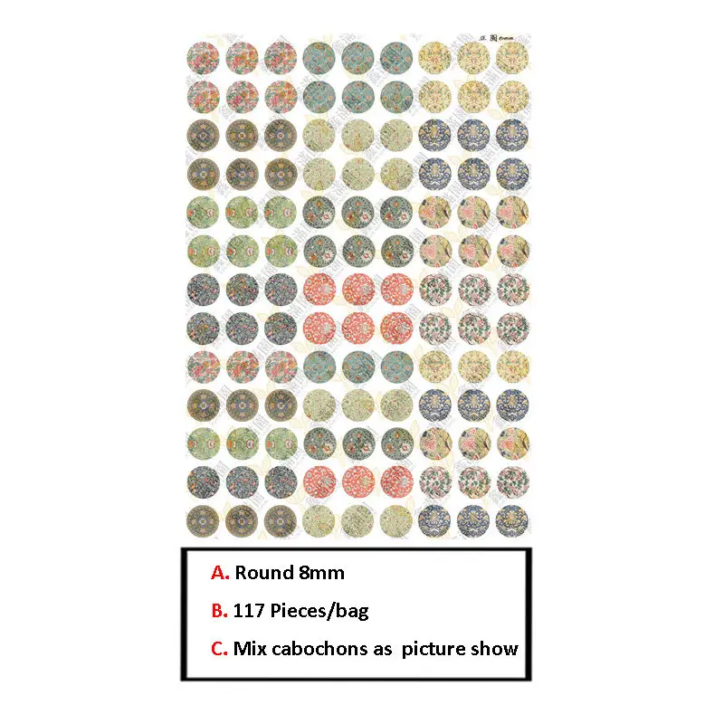 8MM 117Pieces BoYuTe круглый 8 10 12 14 15 16 18 20 25 30 мм Цветок Кабошон винтажное изображение ручной работы стеклянный кабошон сделай сам украшения фурнитура - Цвет: 8MM 117Pieces