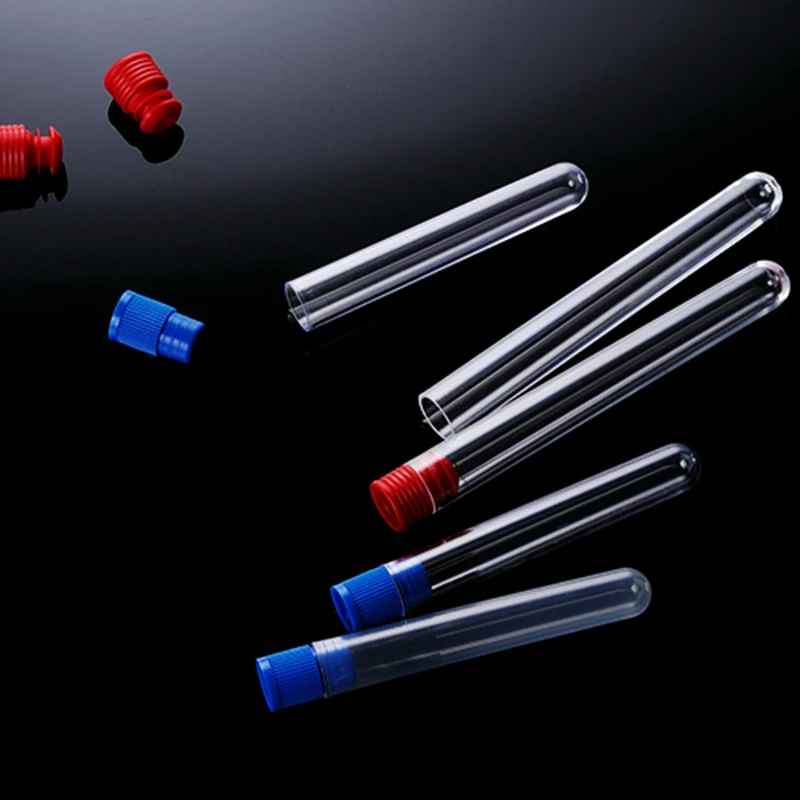 

100 Pieces 16*100mm PS Plastic Test Tube With Cap