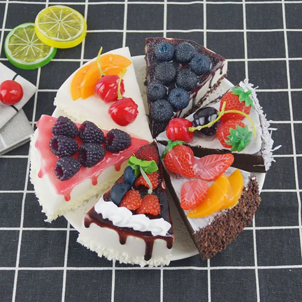 6pcs cakes 6 шт./лот, искусственные фруктовые торты, десерт, поддельные продукты для свадьбы, для дома, вечерние, Декор, дисплей, реалистичная модель торта, украшение чайного стола - Цвет: 6pcs cakes