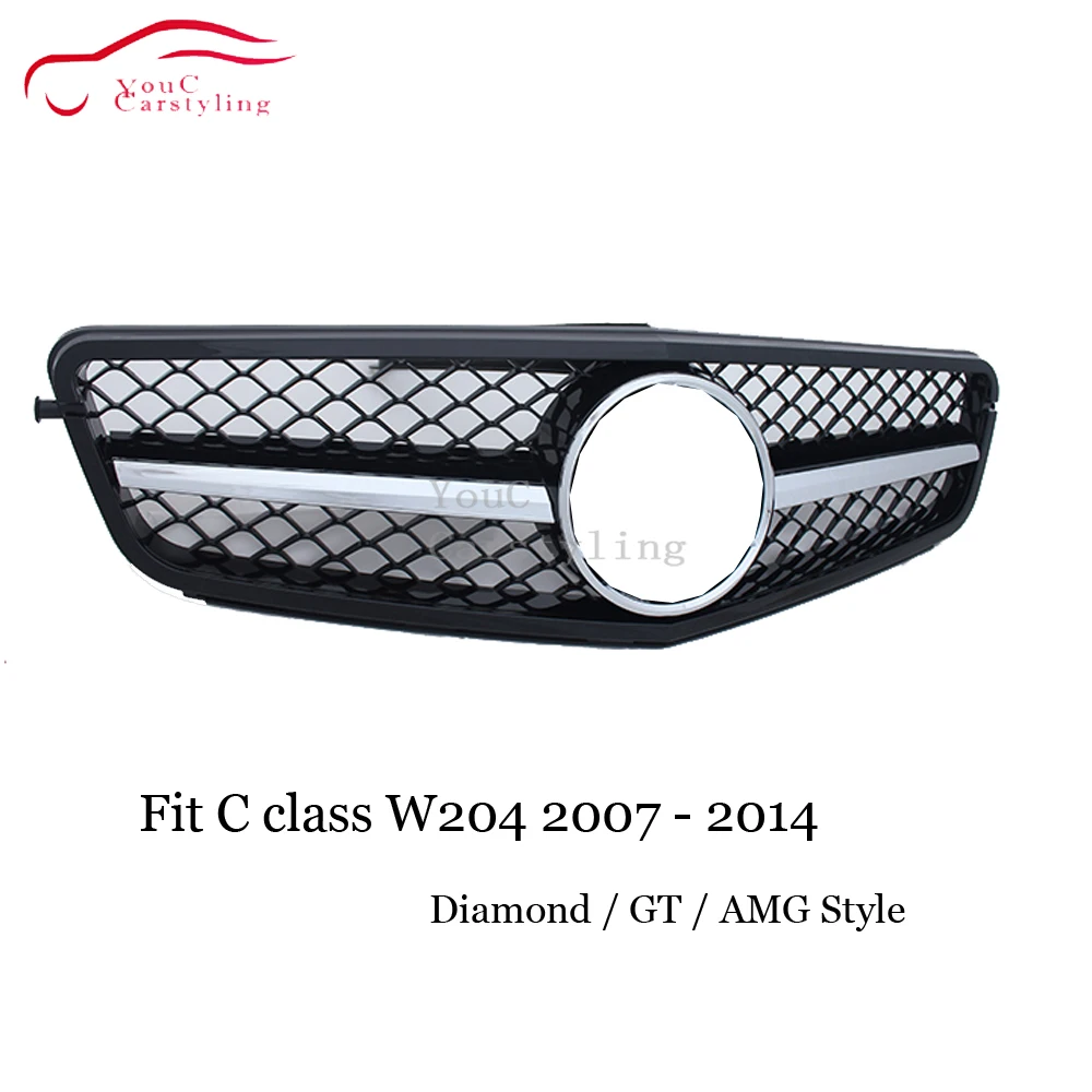 W204 Алмазный Стиль GT AMG решетка для Mercedes Benz C Class C180 C200 C300 C350 2007 2014 передний гриль