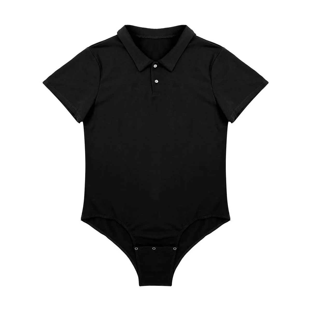 TiaoBug Men Short Sleeves Turn-down Collar Snap Crotch Shirt Bodysuit Romper Pajamas Sexy Male One-piece Casual Shirts Costume | Мужская