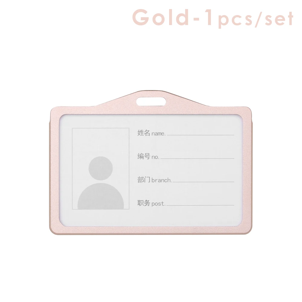 027 Gold 1 шт. вертикальный алюминиевый сплав рабочие Визитницы визитница визитная карточка ID бейдж ремешок-держатель аксессуары для офиса - Цвет: 027 Gold