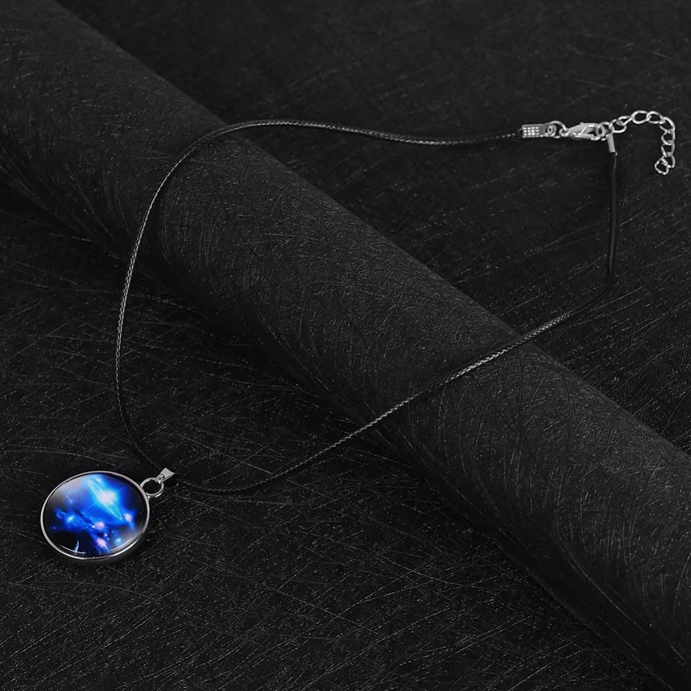 

New Universe Galaxy Stars Planet Glass Ball Pendant Necklace for Women Men Fashion Leather Chain Necklace Jewelry
