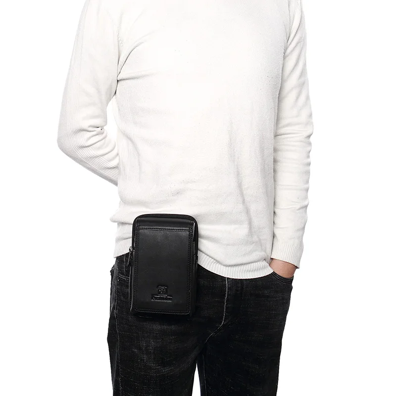Мужская маленькая сумка через плечо из натуральной кожи для мобильного телефона