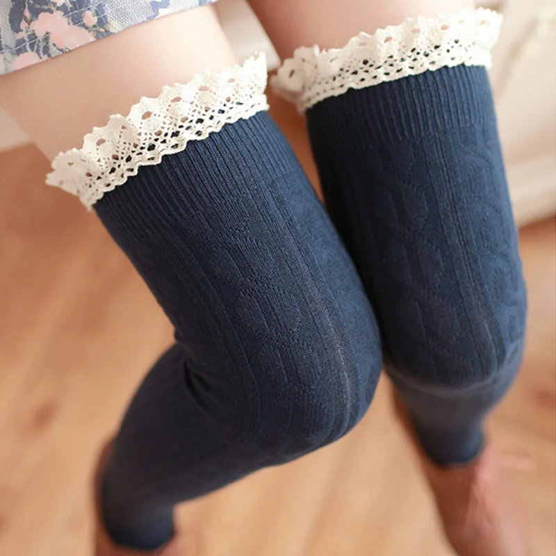 Nave bule stockings Новинка; женские гольфы; скрученные длинные хлопковые носки для женщин и девочек; кружевные гольфы для девочек; пикантные гольфы - Цвет: Nave bule stockings