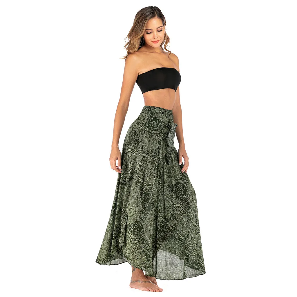 Gypsy Boho юбки женские летние длинные хиппи юбки богемные цветы эластичный пояс цветочные Холтер Юбка faldas largas mujer bohemia