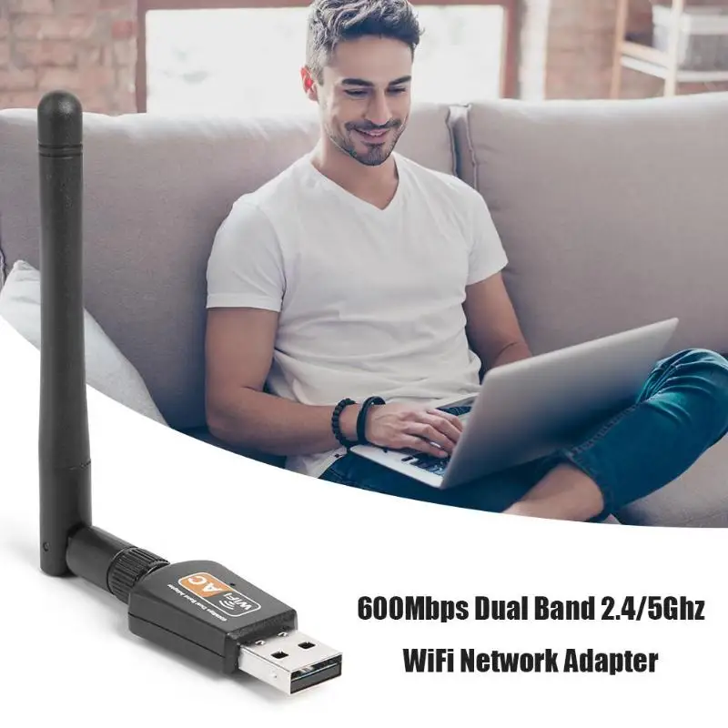 Беспроводной USB WiFi сетевой адаптер двухдиапазонный USB Wifi Ethernet адаптер 600 Мбит/с 2,4/5 ГГц MT7601 сетевая карта Ключ Приемник