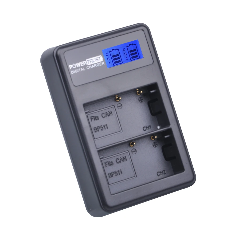 2 шт. 2650 мА/ч, BP-511 BP 511 BP511 BP511A Батарея+ ЖК-дисплей USB Dual Зарядное устройство для цифровой однообъективной зеркальной камеры Canon EOS 40D 300D 5D 20D 30D 50D