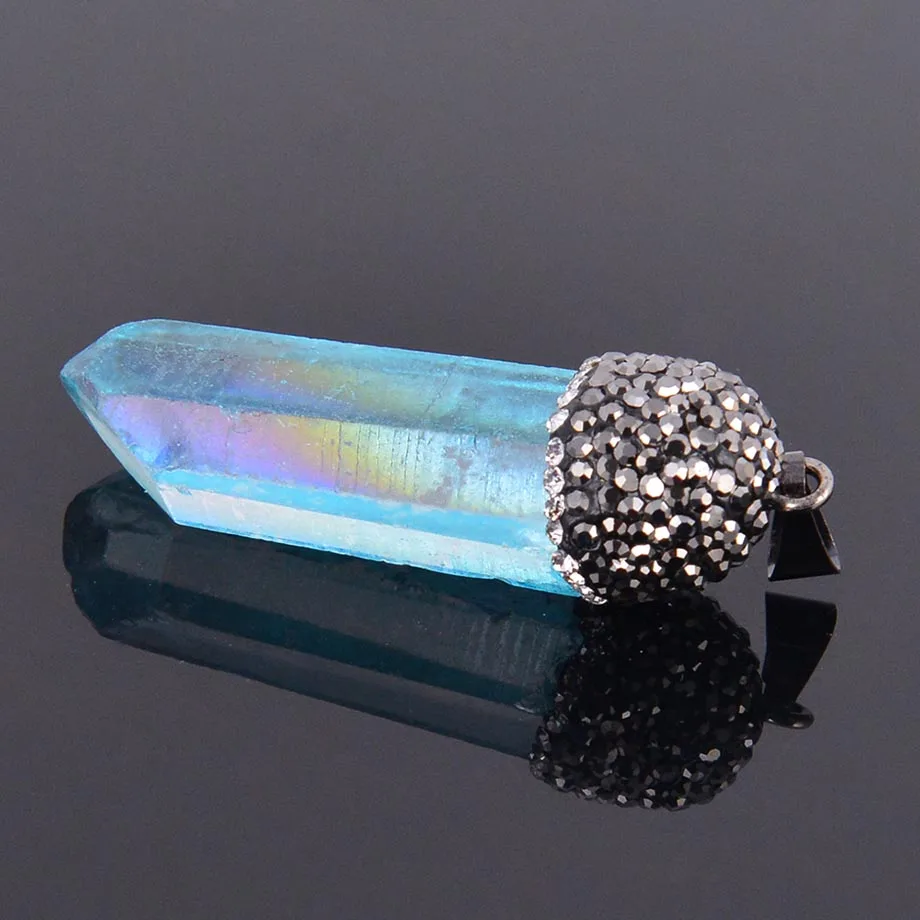 Подвески из натурального кристалла кварца и драгоценного камня шестигранная