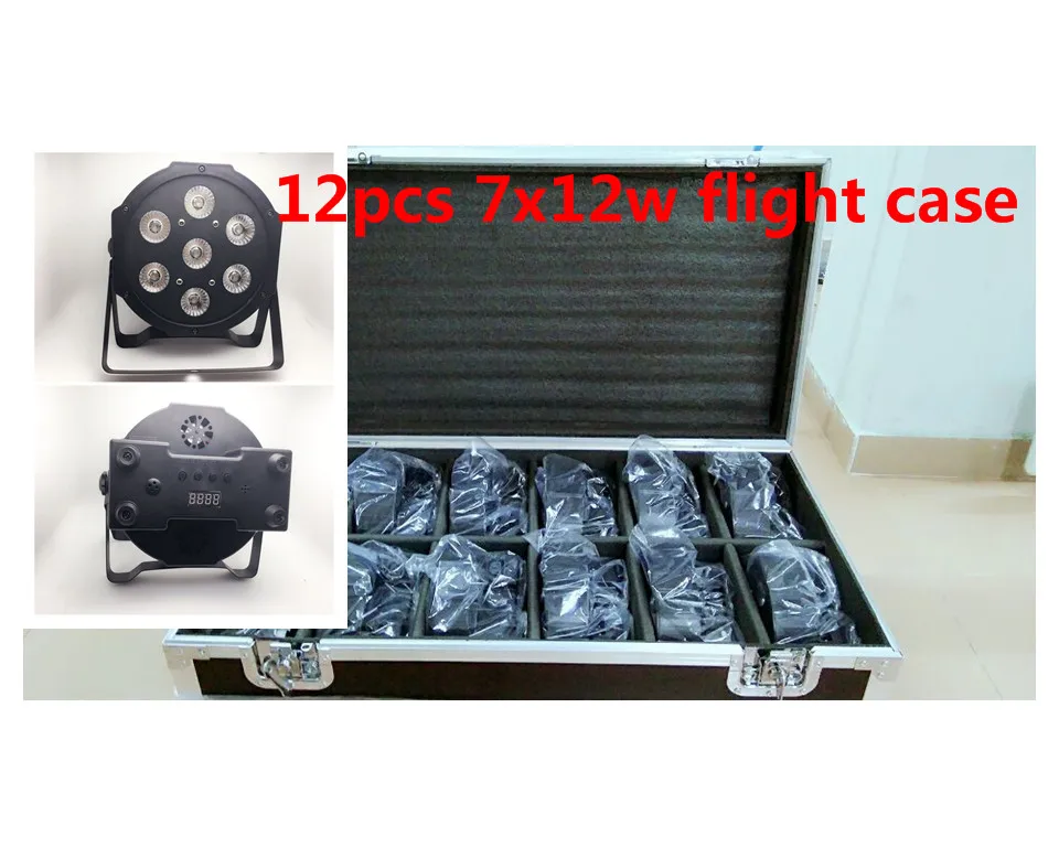 Фото 12 unids 7x12 W + flightcase 1 2 m Кабель Dmx LED Flat SlimPar Quad Luz 4 в светодиодный светильник dmx DJ luz 12 unids 7x12 W + flightcase 1 2 m Кабель Dmx LED Flat SlimPar Quad Luz 4 в светодиодный светильник dmx DJ luz