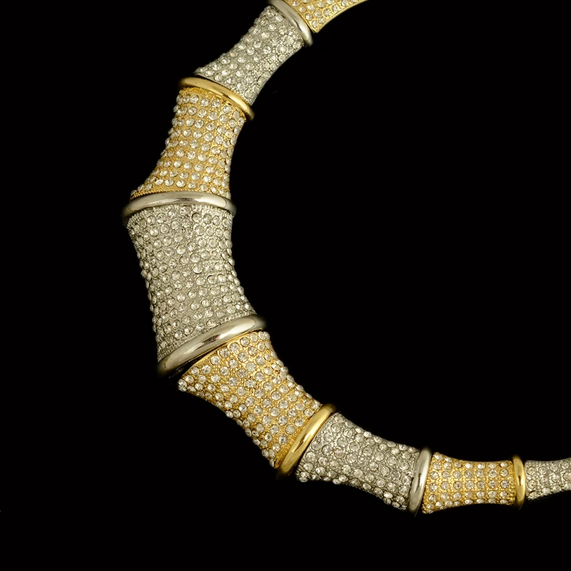 Kindlegem 2018 High Fashion Gold Color African CZ Zircon Bamboo Necklace Wedding Bridal Costume Jewelry Set For Women | Украшения и